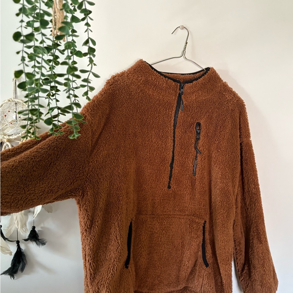 Cozy Brown Fleece Pullover